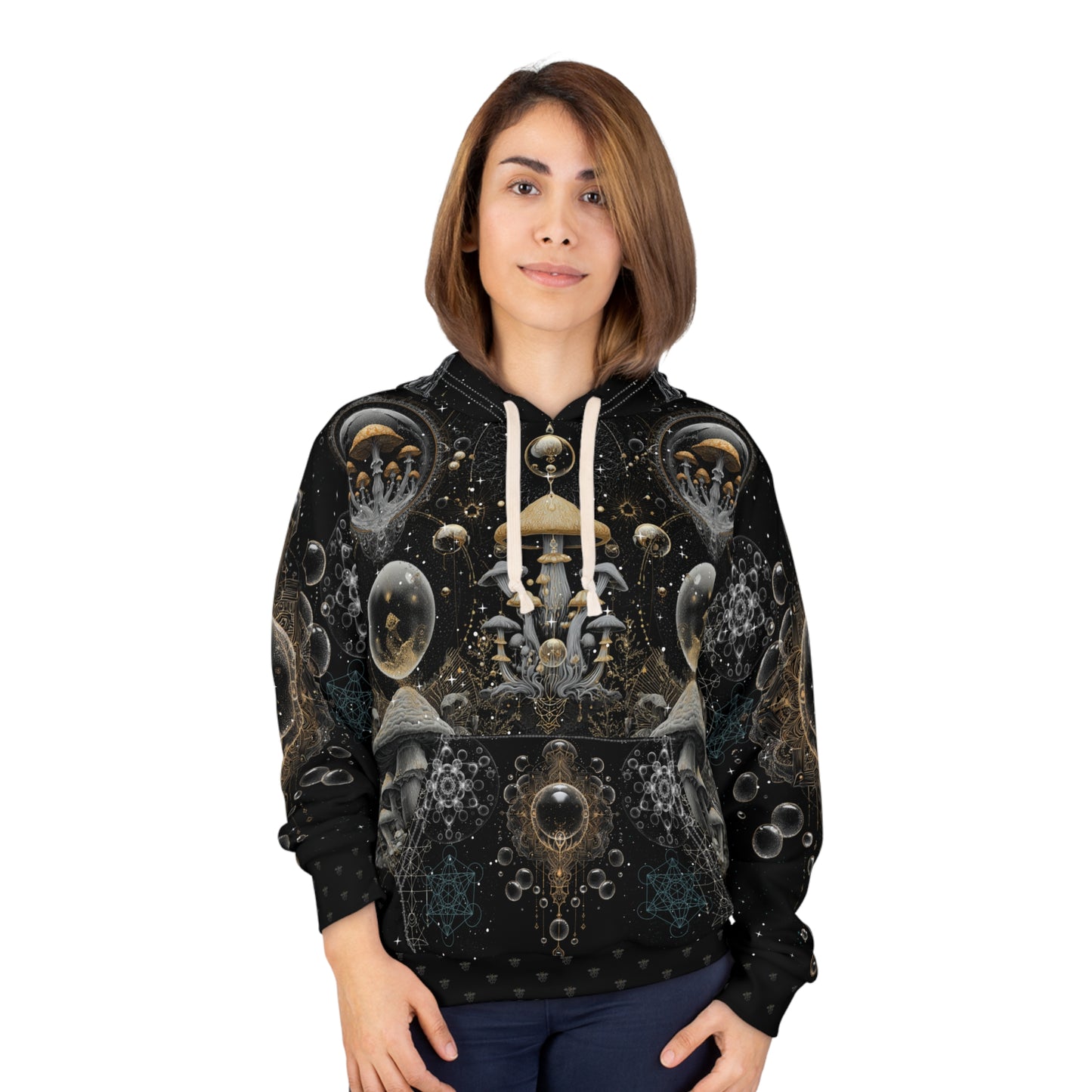 Mystical Mushroom Pullover Hoodie, Psychedelic Art Gift, Unique Fall Fashion, Unisex Outerwear, Print-on-Demand Apparel, Cozy Hoodie