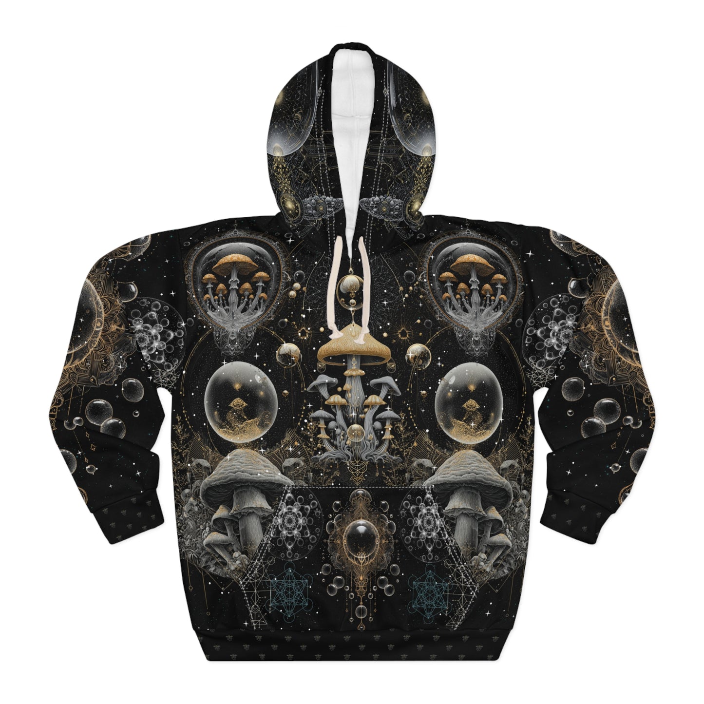 Mystical Mushroom Pullover Hoodie, Psychedelic Art Gift, Unique Fall Fashion, Unisex Outerwear, Print-on-Demand Apparel, Cozy Hoodie