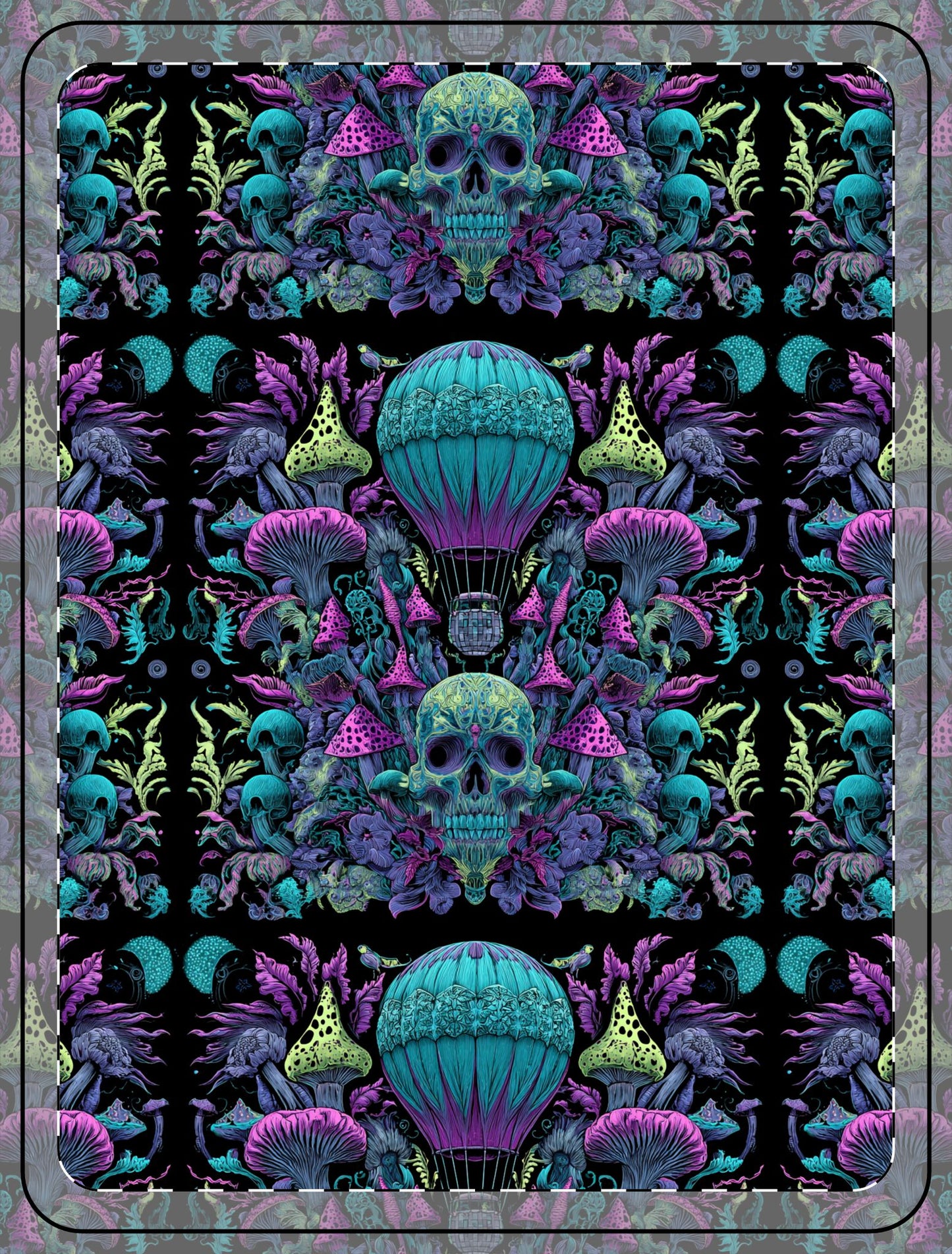 Skull Bohemian Pixel Fleece Blanket, Cozy Gift, Home Decor, Psychedelic Art, All-Over Print, Halloween Blanket, Unique Throw