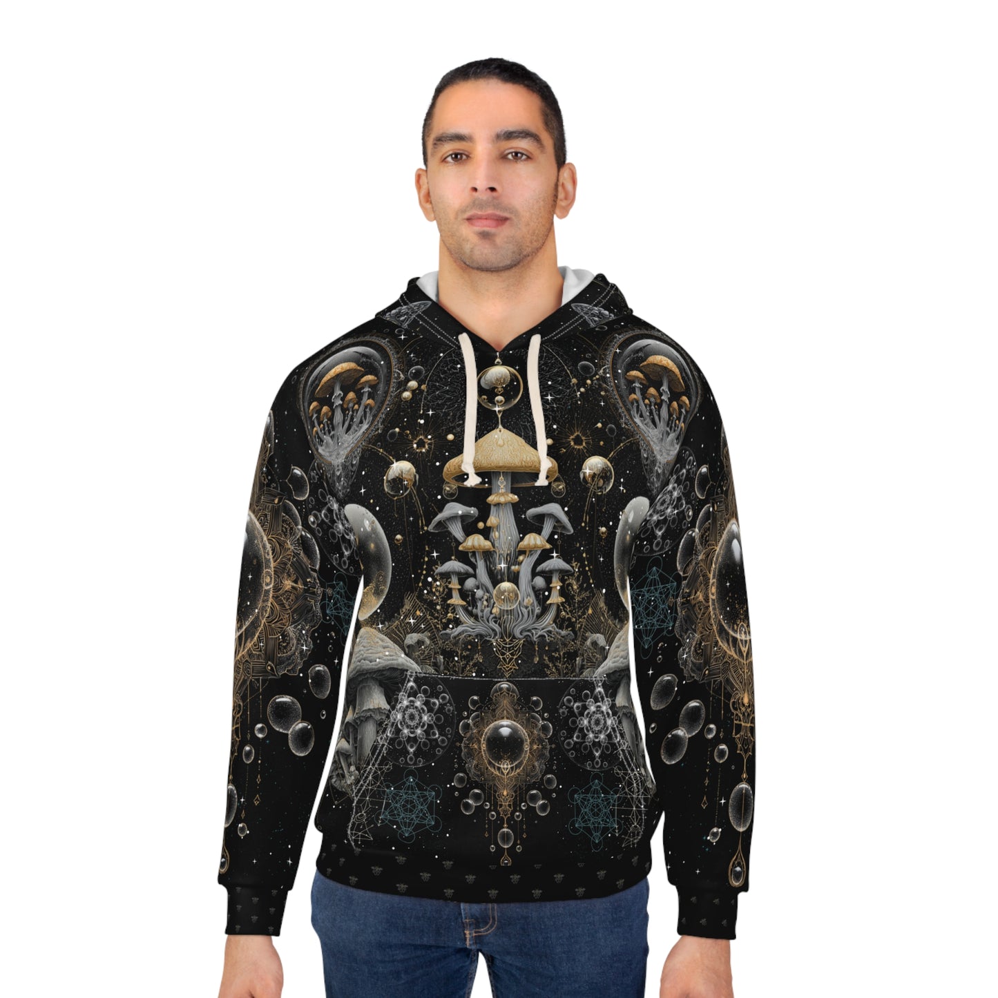 Mystical Mushroom Pullover Hoodie, Psychedelic Art Gift, Unique Fall Fashion, Unisex Outerwear, Print-on-Demand Apparel, Cozy Hoodie