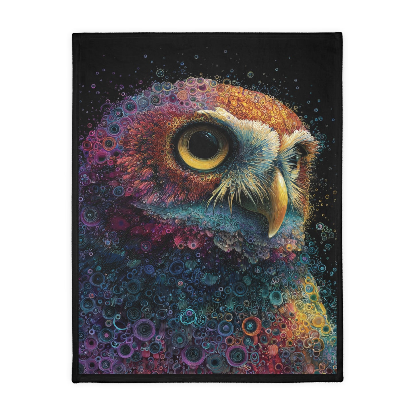 Psychedelic owl Velveteen Blanket - Cozy Décor for Bohemian Vibes, Perfect Gift for Home, Camping, Festivals, and Meditation