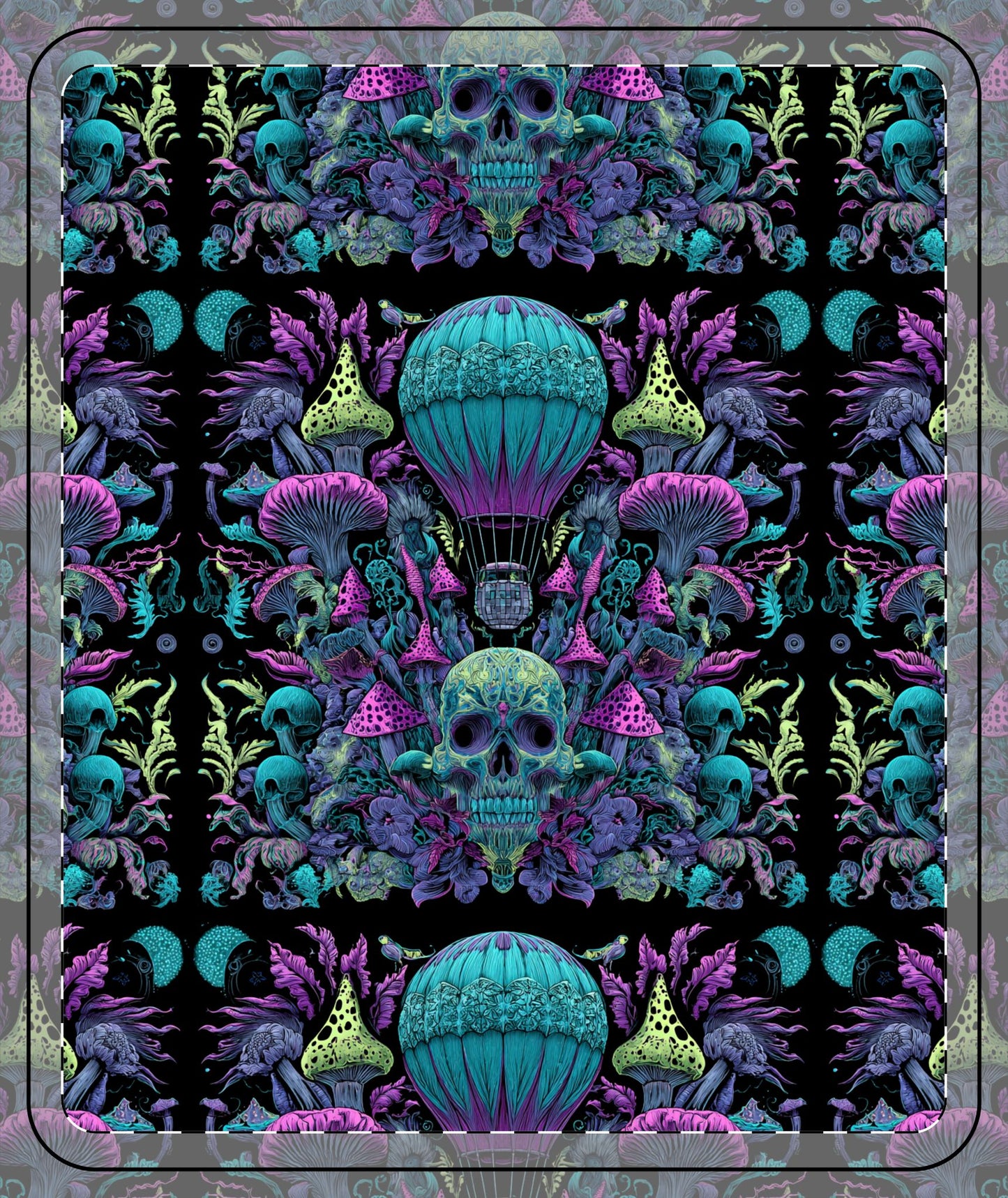 Skull Bohemian Pixel Fleece Blanket, Cozy Gift, Home Decor, Psychedelic Art, All-Over Print, Halloween Blanket, Unique Throw