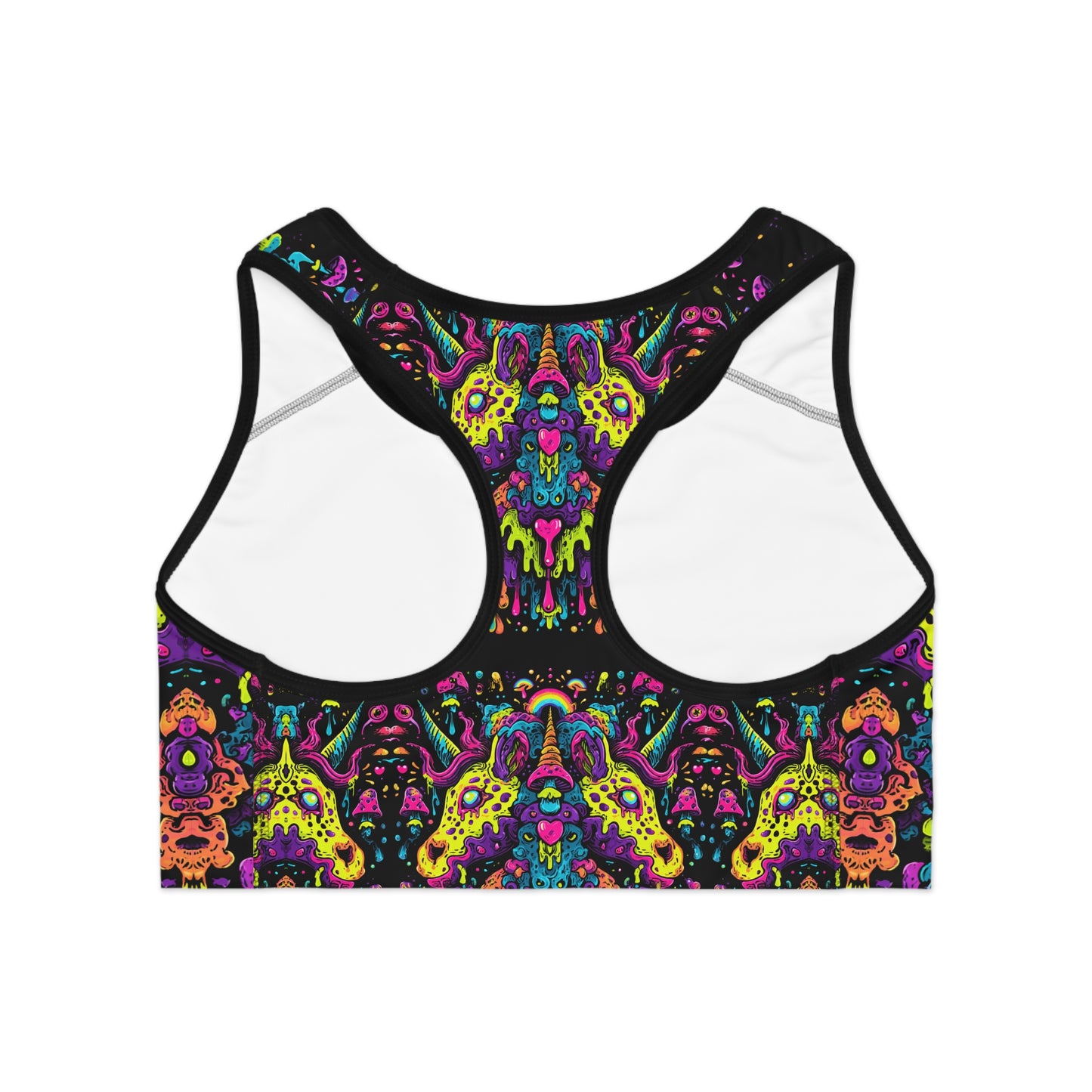 Vibrant Athletic Sports Bra - Colorful AOP Fitness Top for Yoga, Running, Gym, Dance, Activewear, Boho Style