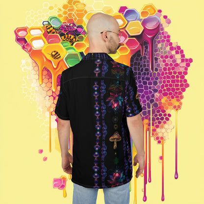 Vibrant Lotus with Foxes Shirt for Summer, Men's/ Unisex Button-Down Summer Shirt, Beach Vacation Shirt,Unique Casual Shirt