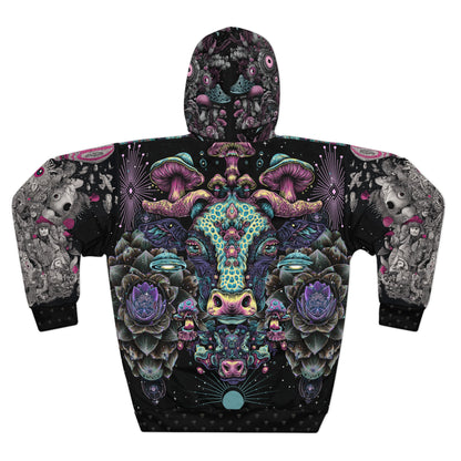 Mystical Mushroom Pullover Hoodie, Psychedelic Art Gift, Unique Fall Fashion, Unisex Outerwear, Print-on-Demand Apparel, Cozy Hoodie