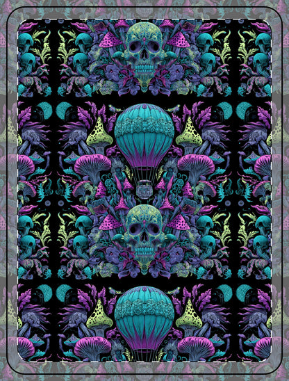 Skull Bohemian Pixel Fleece Blanket, Cozy Gift, Home Decor, Psychedelic Art, All-Over Print, Halloween Blanket, Unique Throw