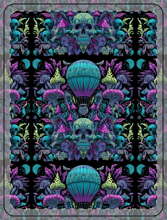 Skull Bohemian Pixel Fleece Blanket, Cozy Gift, Home Decor, Psychedelic Art, All-Over Print, Halloween Blanket, Unique Throw