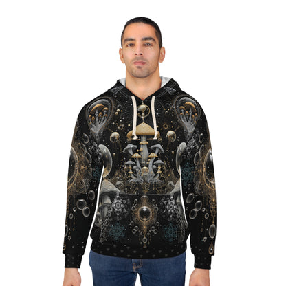 Mystical Mushroom Pullover Hoodie, Psychedelic Art Gift, Unique Fall Fashion, Unisex Outerwear, Print-on-Demand Apparel, Cozy Hoodie
