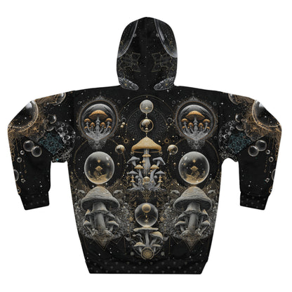 Mystical Mushroom Pullover Hoodie, Psychedelic Art Gift, Unique Fall Fashion, Unisex Outerwear, Print-on-Demand Apparel, Cozy Hoodie