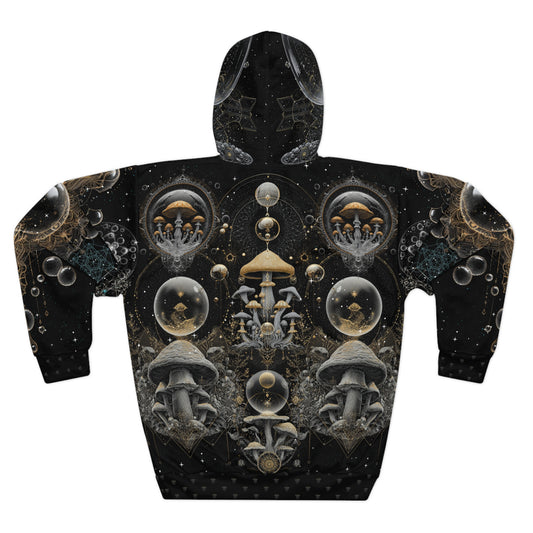 Mystical Mushroom Pullover Hoodie, Psychedelic Art Gift, Unique Fall Fashion, Unisex Outerwear, Print-on-Demand Apparel, Cozy Hoodie