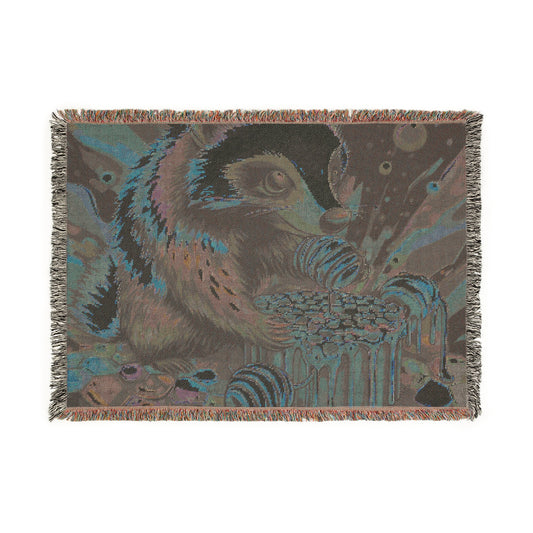 Cozy honey badger Woven Blanket, Panda Design Throw, Perfect for Home Decor, Gifts for Animal Lovers, Holidays & Cozy Nights