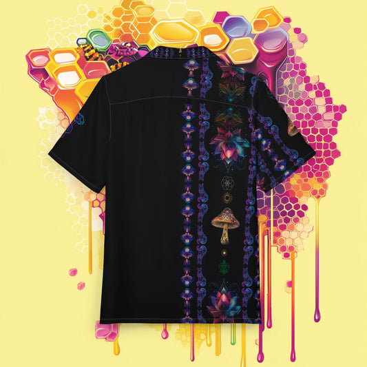 Vibrant Lotus with Foxes Shirt for Summer, Men's/ Unisex Button-Down Summer Shirt, Beach Vacation Shirt,Unique Casual Shirt