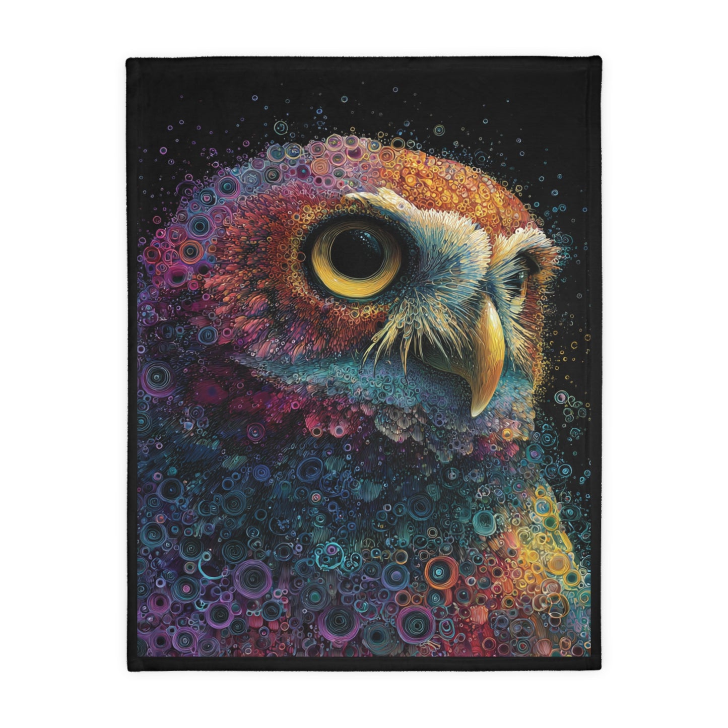 Psychedelic owl Velveteen Blanket - Cozy Décor for Bohemian Vibes, Perfect Gift for Home, Camping, Festivals, and Meditation