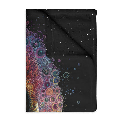 Psychedelic owl Velveteen Blanket - Cozy Décor for Bohemian Vibes, Perfect Gift for Home, Camping, Festivals, and Meditation
