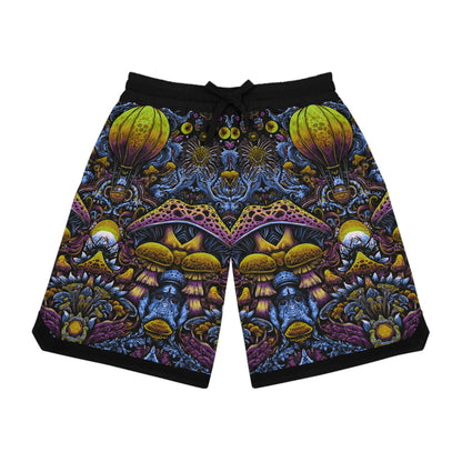 Trippy Festival style psychedelic Basketball Rib Shorts, Vibrant Sportswear, Unique Athletic Shorts, Summer Activewear, Trendy Streetwear, Gift for Athletes