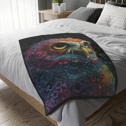 Psychedelic owl Velveteen Blanket - Cozy Décor for Bohemian Vibes, Perfect Gift for Home, Camping, Festivals, and Meditation
