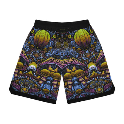 Trippy Festival style psychedelic Basketball Rib Shorts, Vibrant Sportswear, Unique Athletic Shorts, Summer Activewear, Trendy Streetwear, Gift for Athletes