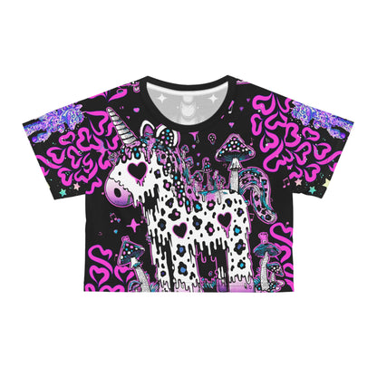 Whimsical Unicorn Crop Tee, Trendy Short Sleeve Top, Cute Gift for Unicorn Lovers, Festival Outfit, Summer Fashion Essentials