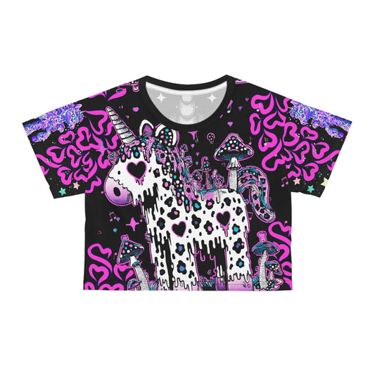 Whimsical Unicorn Crop Tee, Trendy Short Sleeve Top, Cute Gift for Unicorn Lovers, Festival Outfit, Summer Fashion Essentials
