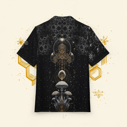 Bubbles, Mushrooms, and Honeycomb Festival Shirt for Summer, Men's/ Unisex Button-Down Summer Shirt, Beach Vacation Shirt, Unique Casual Shirt