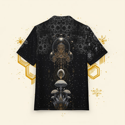 Bubbles, Mushrooms, and Honeycomb Festival Shirt for Summer, Men's/ Unisex Button-Down Summer Shirt, Beach Vacation Shirt, Unique Casual Shirt